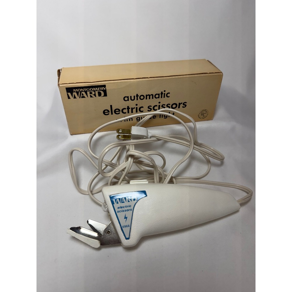 Vtg Montgomery Ward Automatic Electric Scissors Model 6966 Lighted Boxed Tested